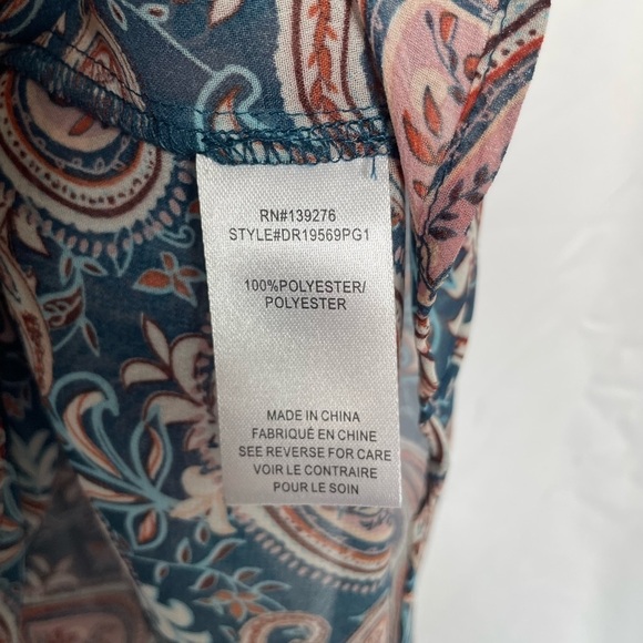 DR2 paisley navy boho sheer v-neck tie button v-neck blouse​​​​​​​​​​ - Picture 6 of 6